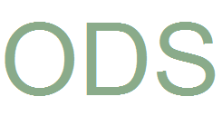 The letters ODS in khaki green